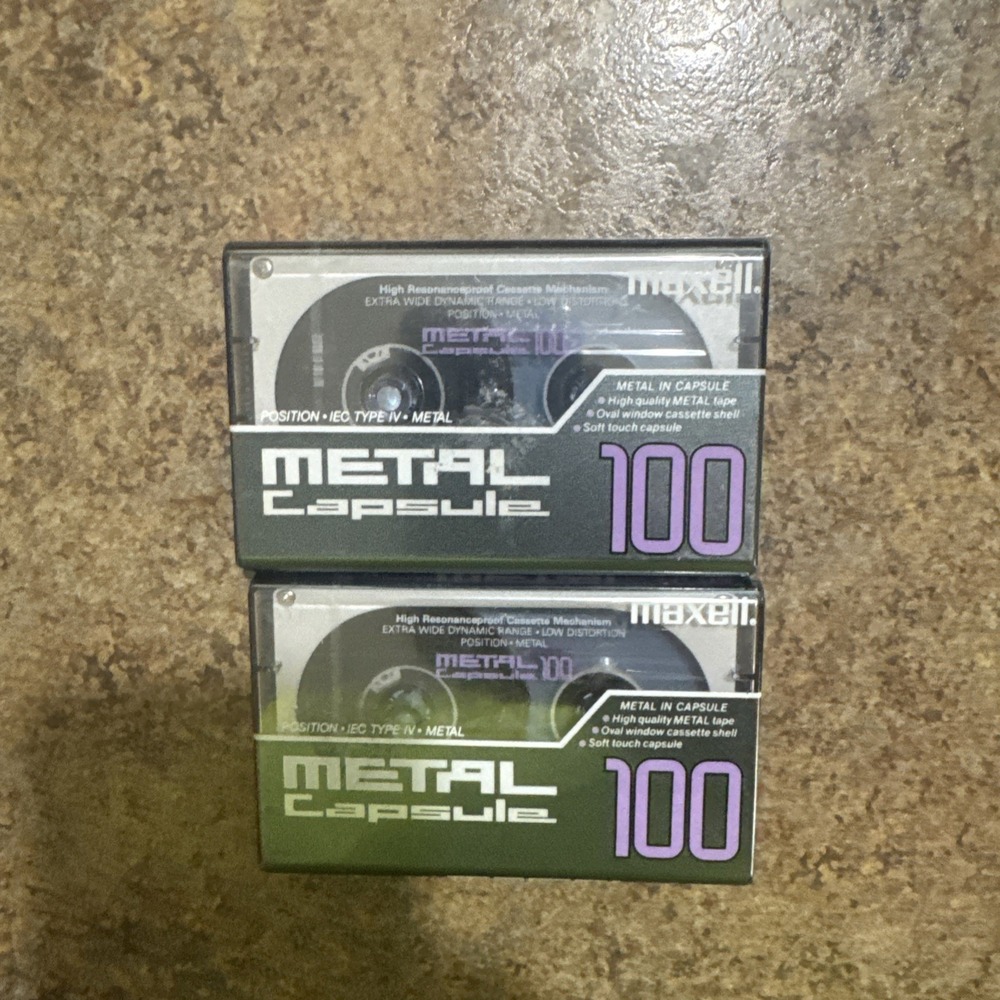 2 X MAXELL metal capsule 100 audio cassette tape sealed Made in Japan Type IV